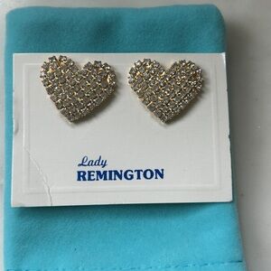 Vintage Remington Gold and‎ Silver Heart rhinestone Earrings